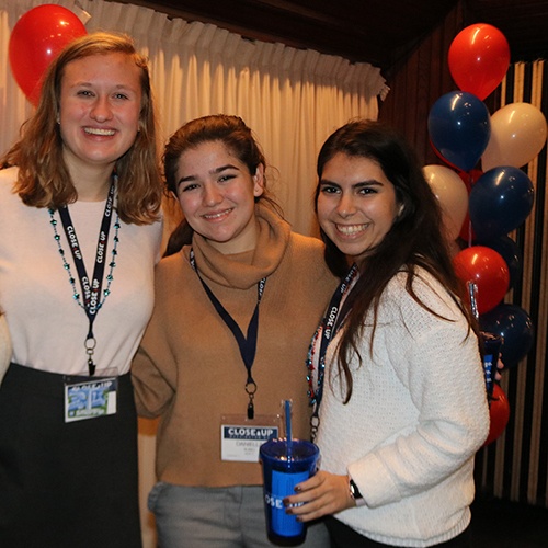 High school females having fun at election party in Washington, DC